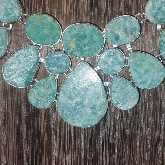 Enormous Rough Cut Amazonite Statement Necklace - Picture 3 of 6